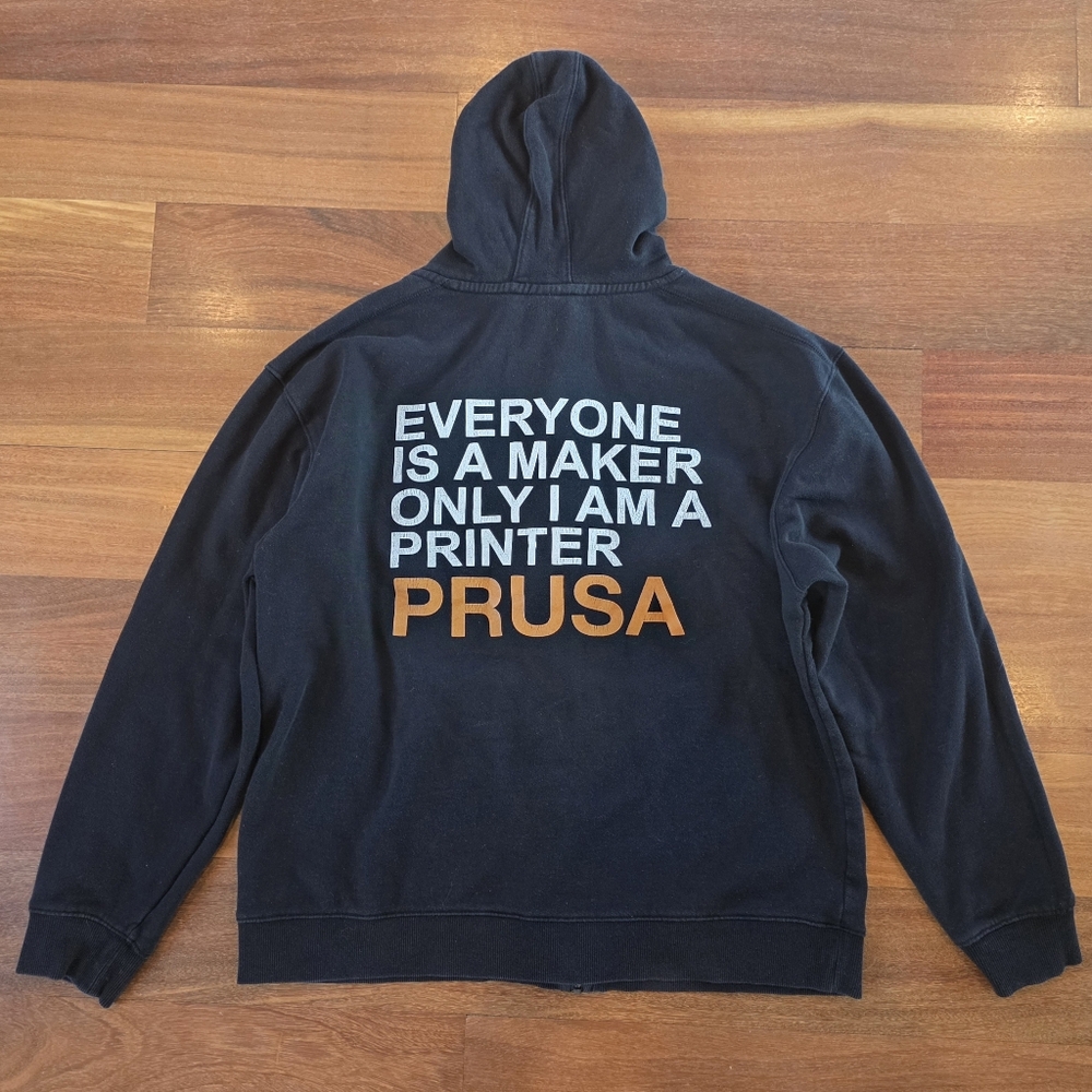 Prusa Research Zip Hoodie XL Josef Prusa 3D Printing Maker Tech Black